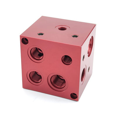 Red Powder Coated Valve Manifold Block Model NO. L195 Hydraulic Block for Industrial