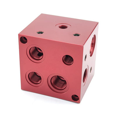 Red Powder Coated Valve Manifold Block Model NO. L195 Hydraulic Block for Industrial