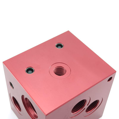 Red Powder Coated Valve Manifold Block Model NO. L195 Hydraulic Block for Industrial