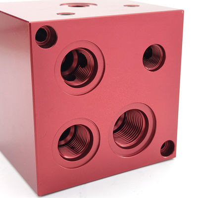 Red Powder Coated Valve Manifold Block Model NO. L195 Hydraulic Block for Industrial